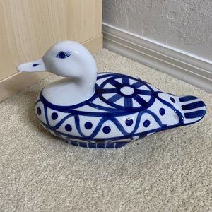 Dansk Porcelain Duck Figurine Blue White Design